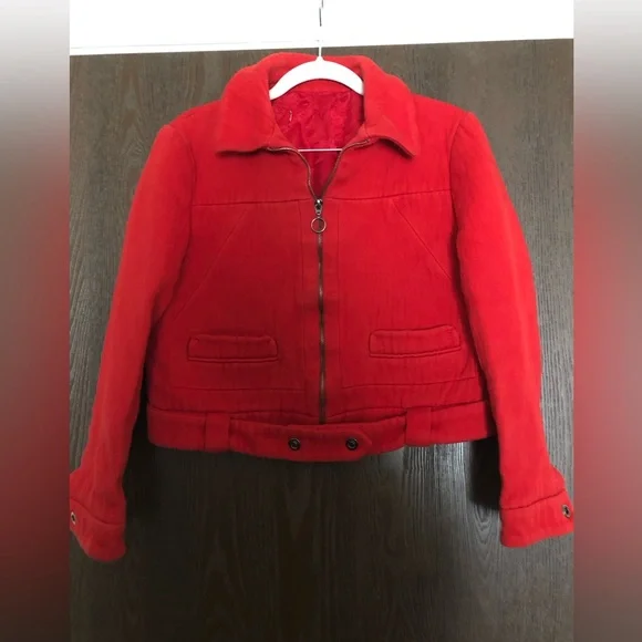 Zara Jackets Coats Zara Red Cropped Jacket Size Sm Poshmark